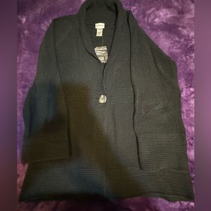 A dark blue heavy sweater.